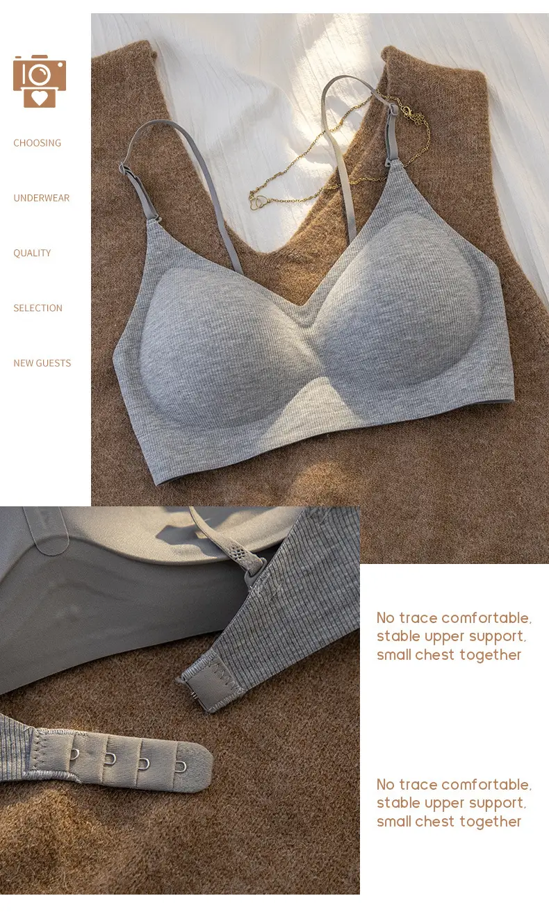 Seamless Bra for Women with Small Bust, Push-Up to Enhance Bust, Outward Expansion to Show Slim Waist, Cartoon Style, Wireless, Fixed Palm Cup Bra — feature 17