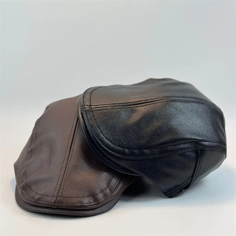 American Style Leather Duckbill Cap Large Brown - Image 4