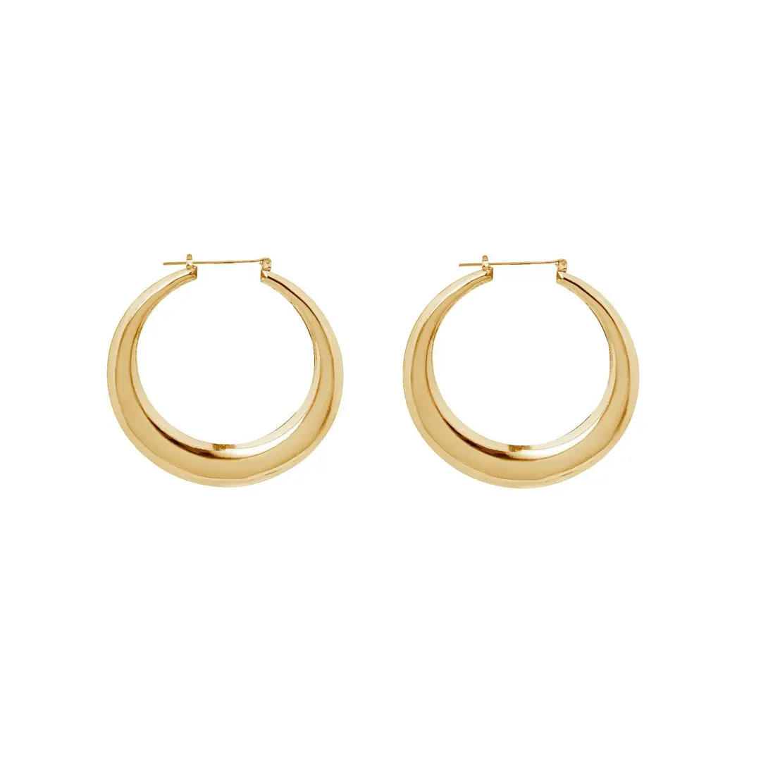Shein Amazon European and American Wish Exaggerated Kc Gold Large Hoop Hip-Hop Nightclub Earrings Oversized Bamboo Earrings