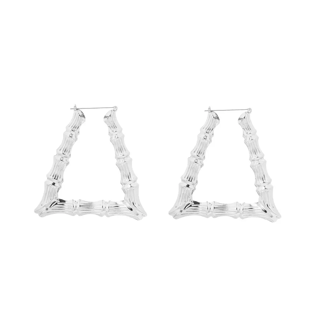Shein Amazon European and American Wish Exaggerated Kc Gold Large Hoop Hip-Hop Nightclub Earrings Oversized Bamboo Earrings