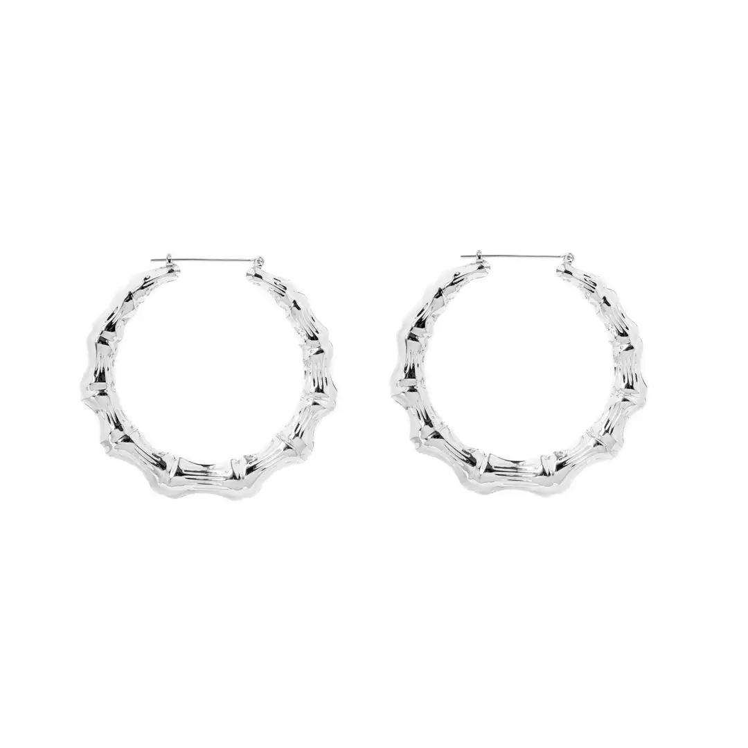 Shein Amazon European and American Wish Exaggerated Kc Gold Large Hoop Hip-Hop Nightclub Earrings Oversized Bamboo Earrings