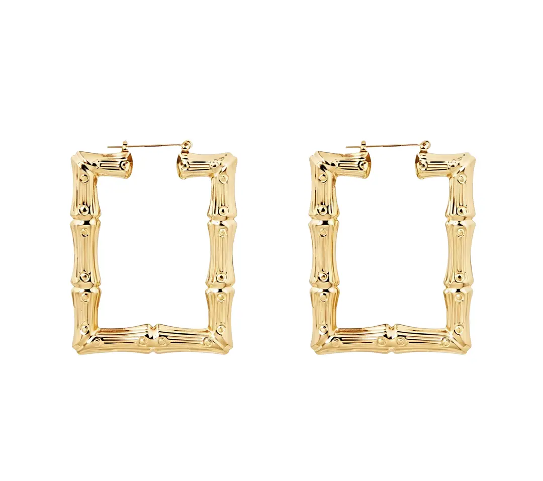 Kc gold, a pair of 55mm square eye earrings (ce-00017)