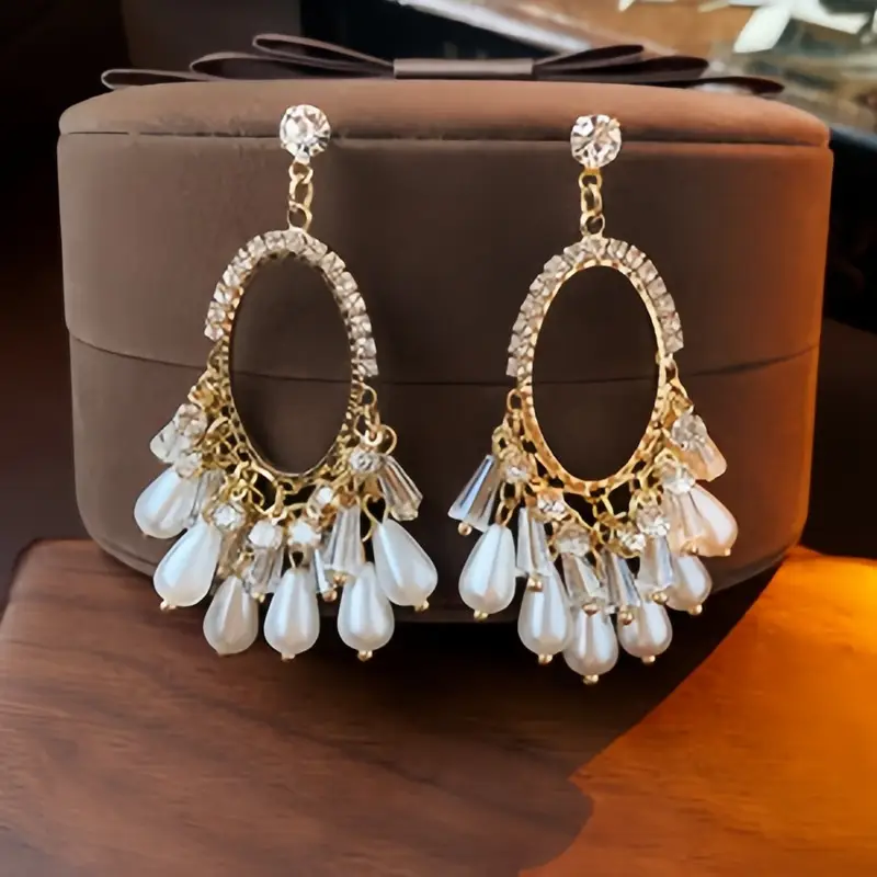 Bohemian Retro Ethnic Style Palace Hong Kong Style Nostalgic Elegant Tassel Bell Pendant Earrings High-End Earrings