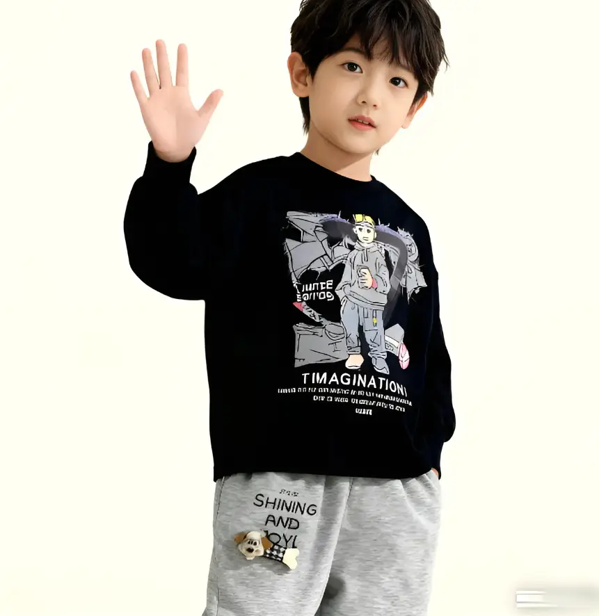 Kids Cotton Graphic T-Shirt & Sweatpants Set Spring Autumn Boys — feature 5
