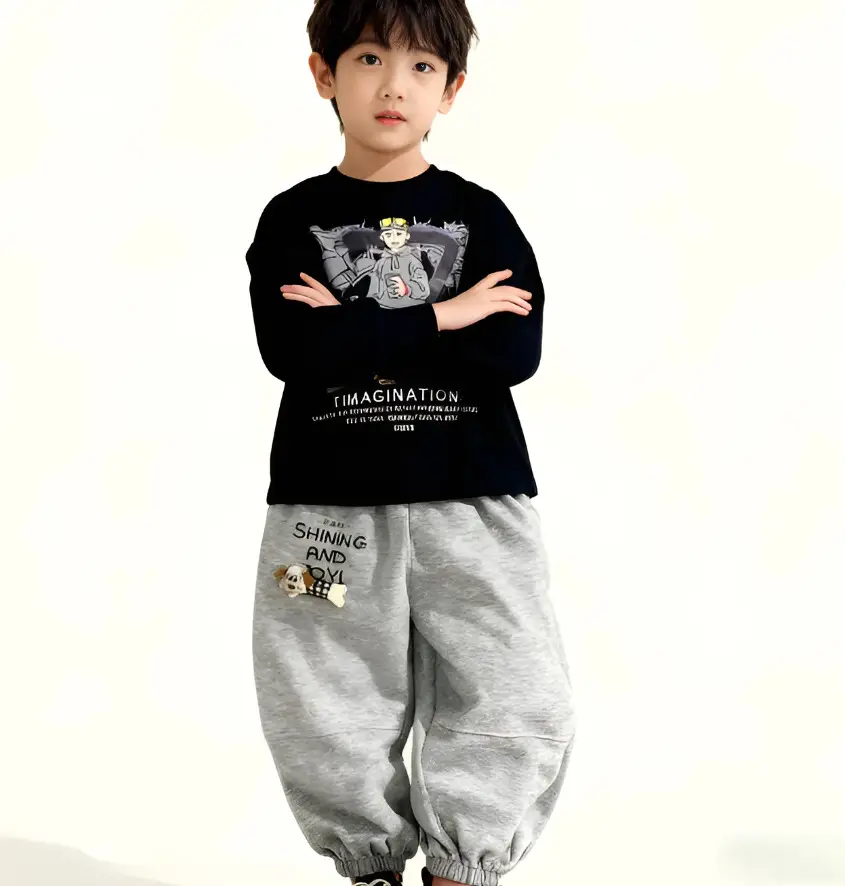 Kids Cotton Graphic T-Shirt & Sweatpants Set Spring Autumn Boys — feature 6