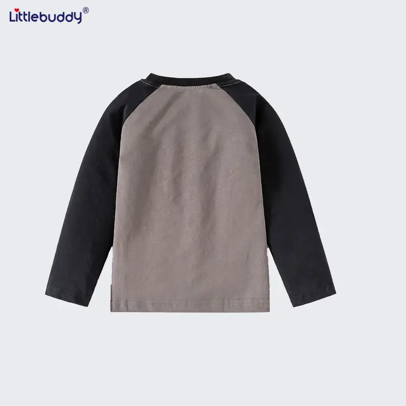 Kids Round Neck Long Sleeve T-Shirt Gray Black Car Print - Image 5