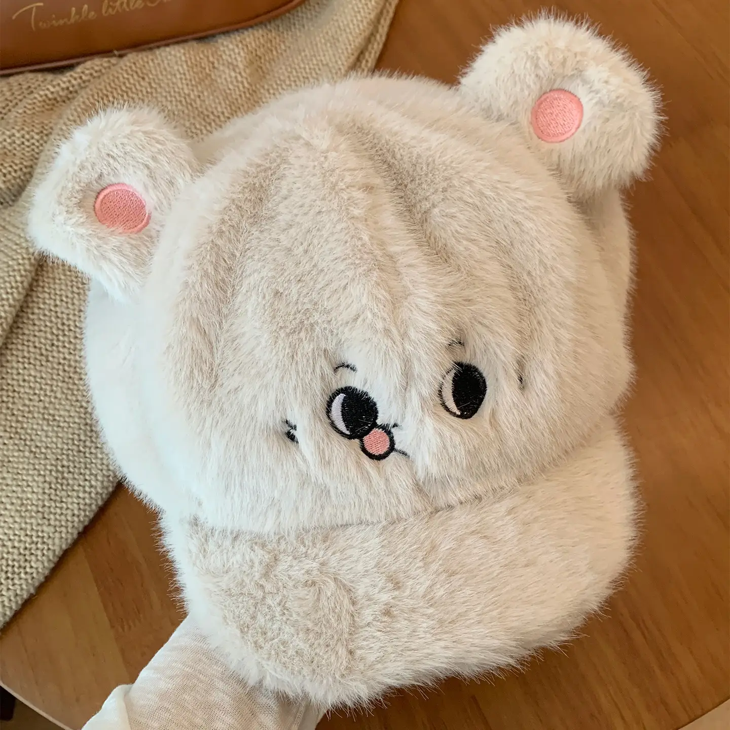 Women Plush Cartoon Mouse Hat for Winter Warm Face Cover - Image 2