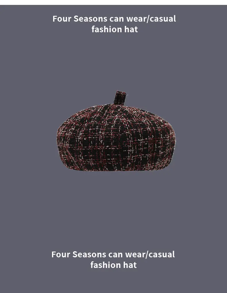 Women's New Style Floral Beret with Black Trim — feature 12