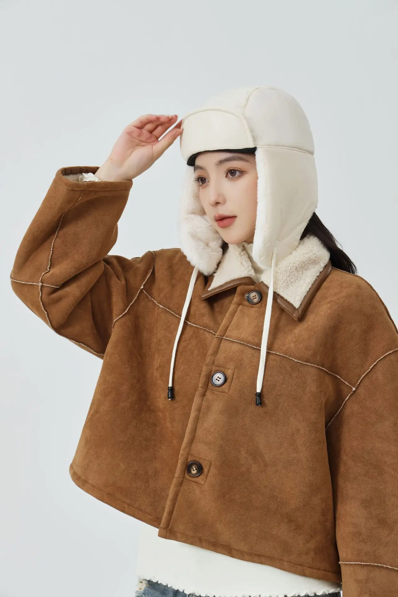 Women's Winter Fleece Hat with Windproof Ear Protection Brown — feature 15