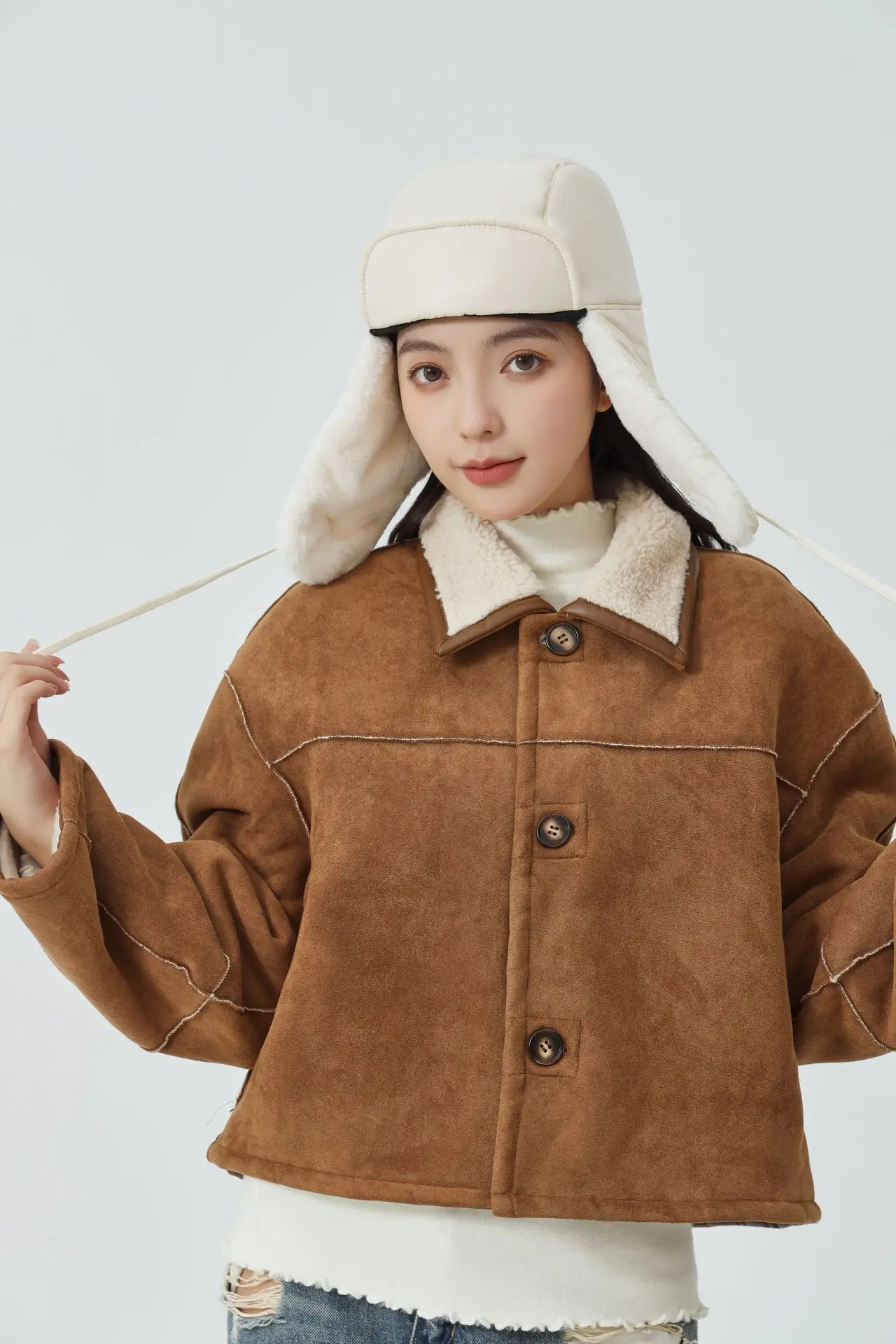 Women's Winter Fleece Hat with Windproof Ear Protection Brown — feature 16