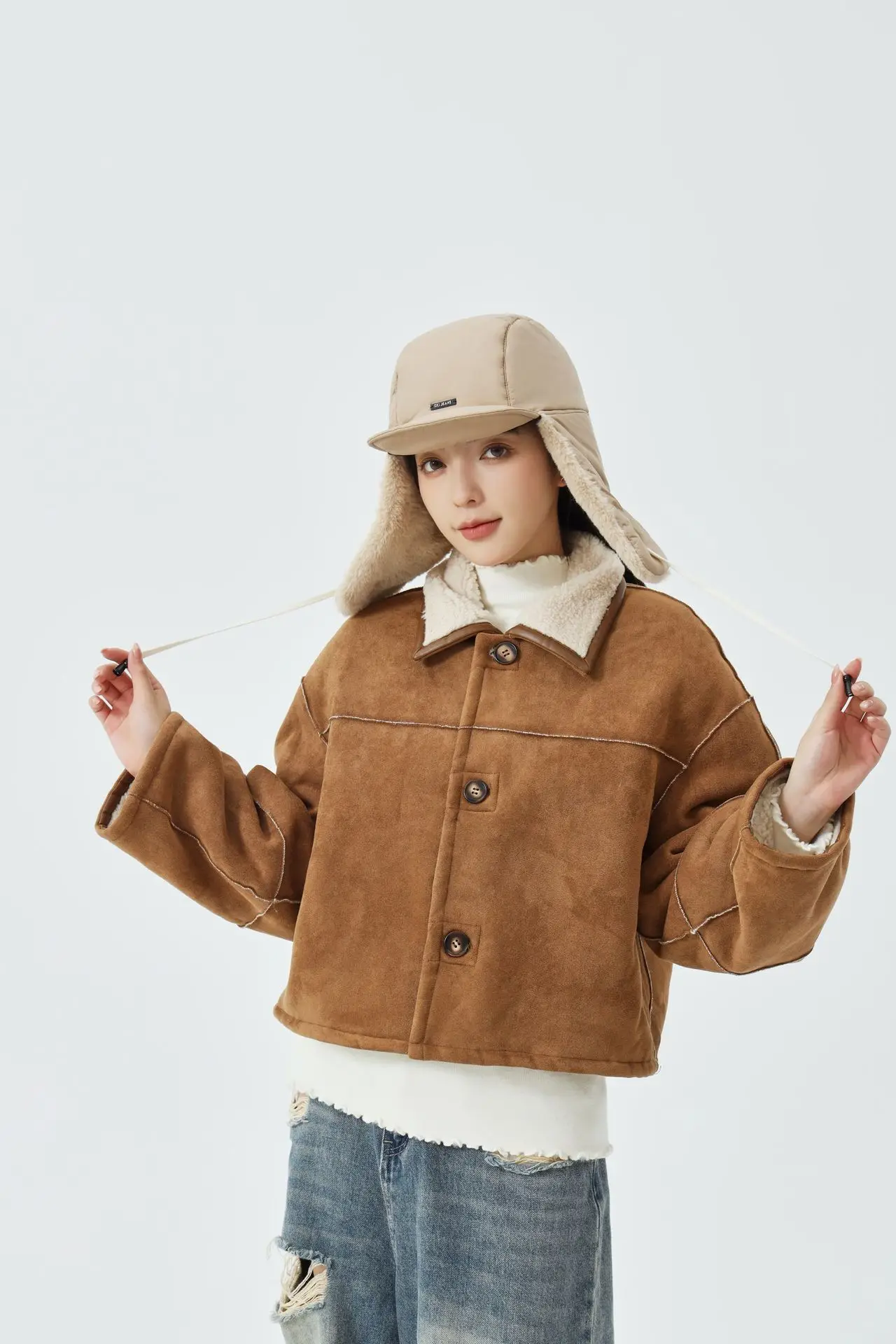 Women's Winter Fleece Hat with Windproof Ear Protection Brown — feature 9