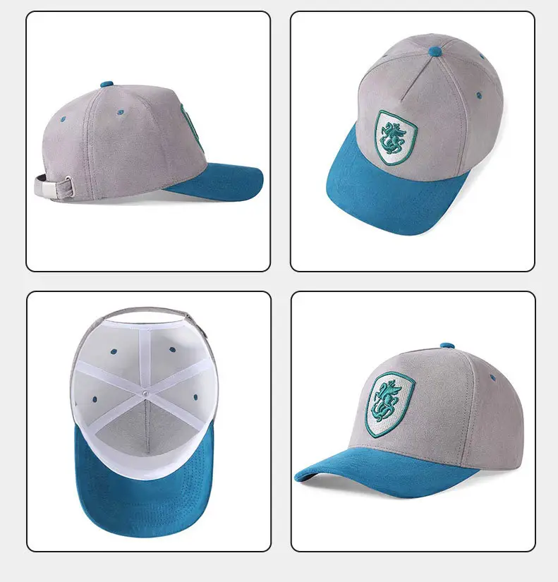 Brown Retro Suede Baseball Cap with Embroidered Design — feature 13