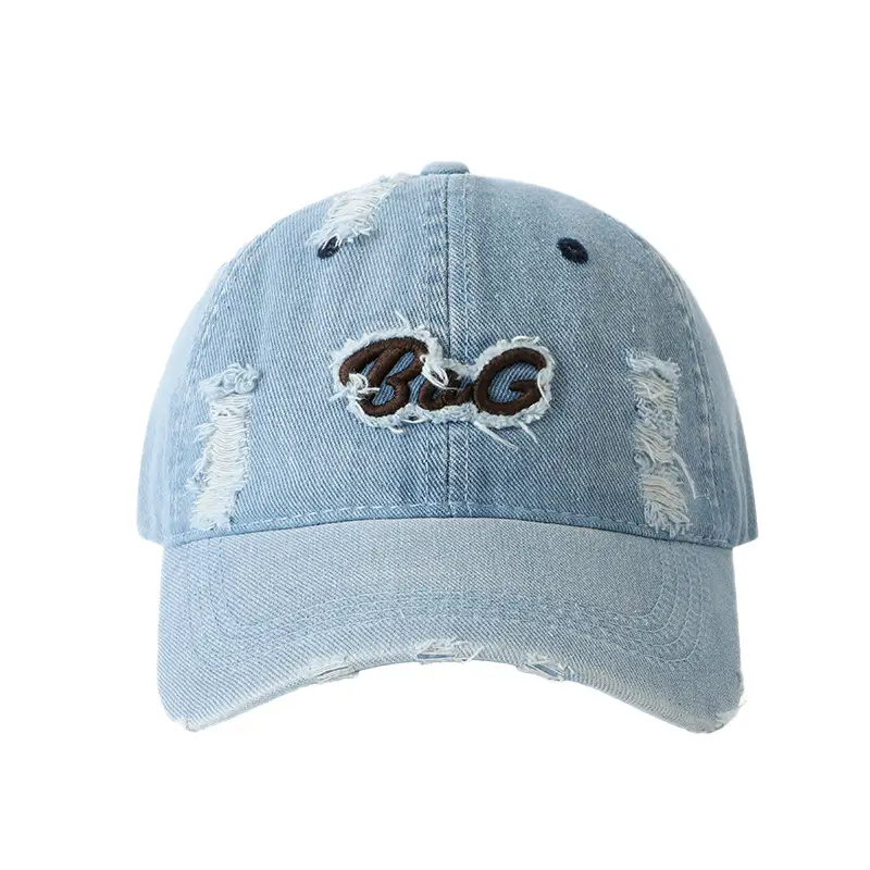 Korean Style Ripped Denim Cap for Women with Curved Brim - Image 6