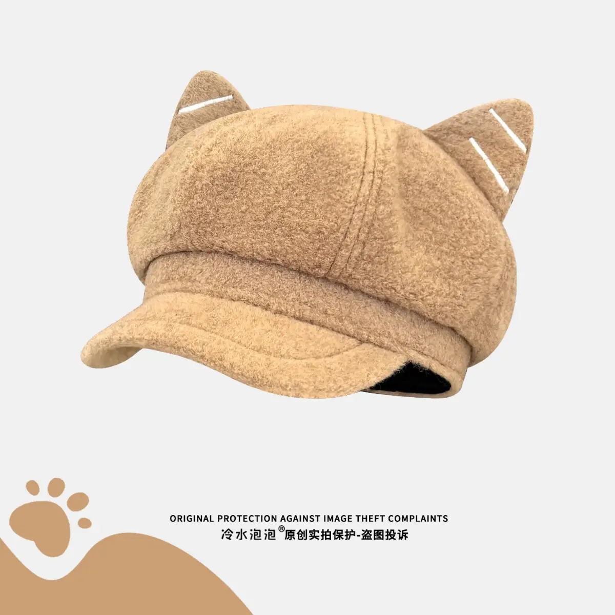 Cat Ear Beret for Women Thick Duckbill Cap - Image 6