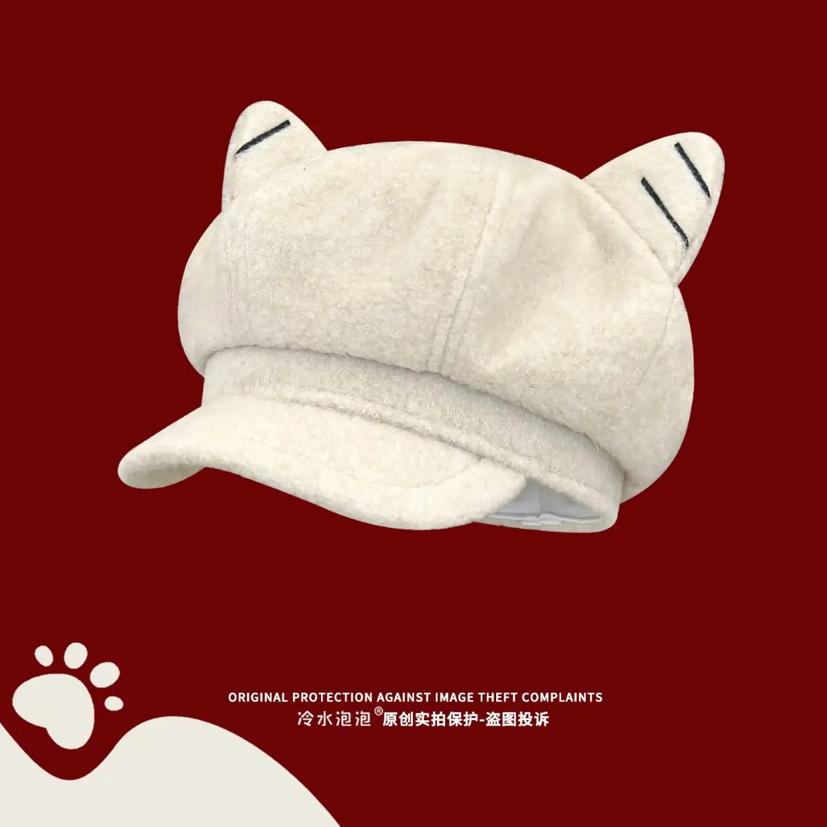 Cat Ear Beret for Women Thick Duckbill Cap - Image 7