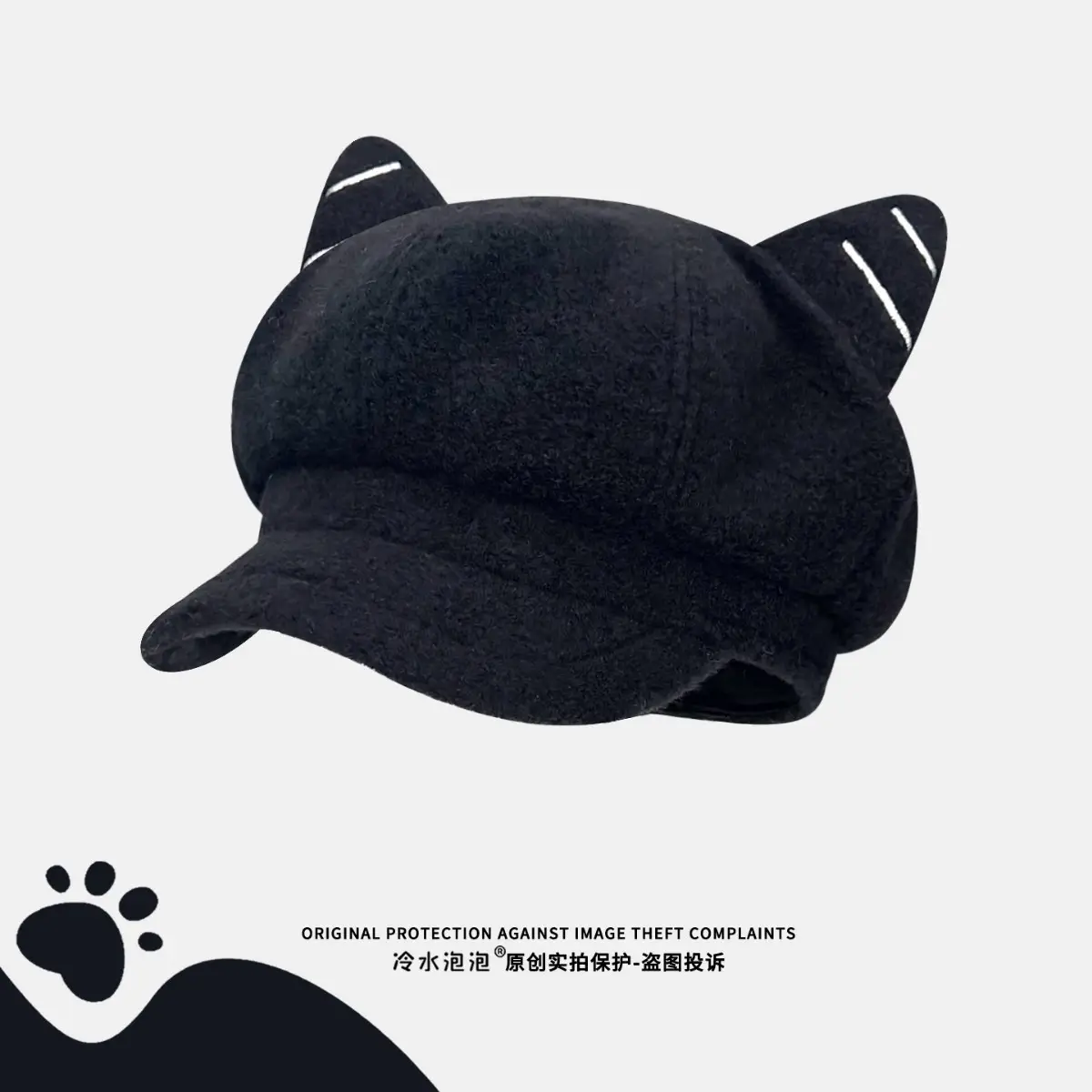 Cat Ear Beret for Women Thick Duckbill Cap - Image 8