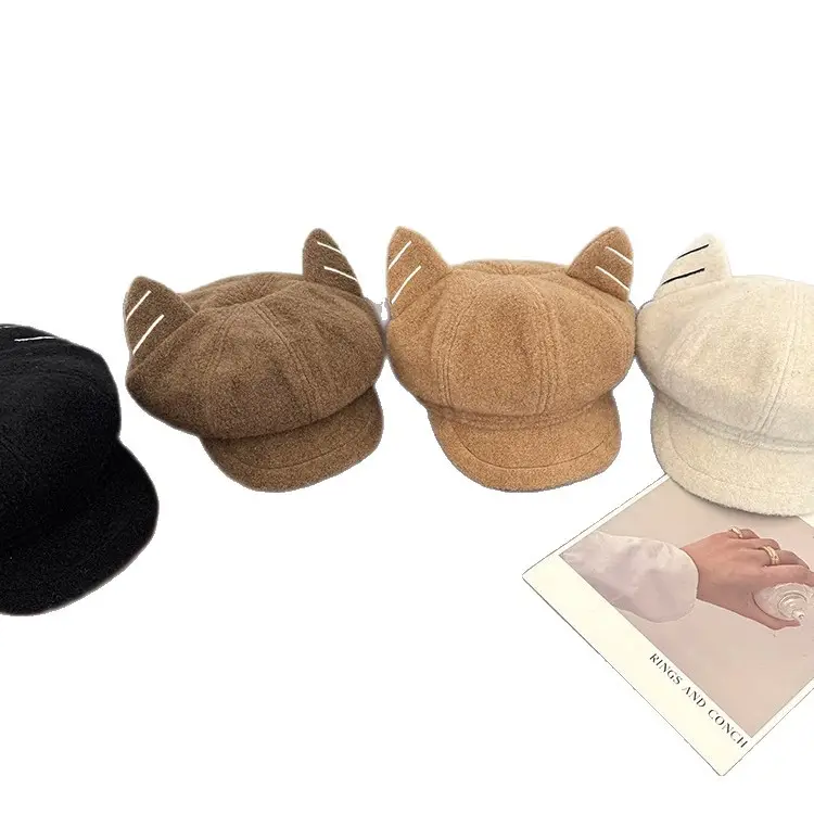 Cat Ear Beret for Women Thick Duckbill Cap - Image 9