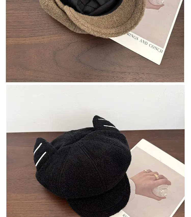 Cat Ear Beret for Women Thick Duckbill Cap — feature 13