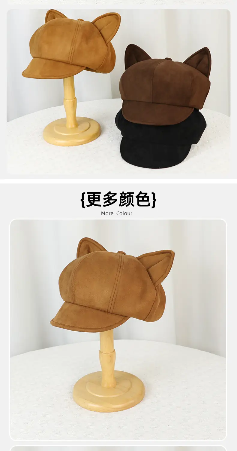 Black Cat Ear Beret Hat for Women — feature 6