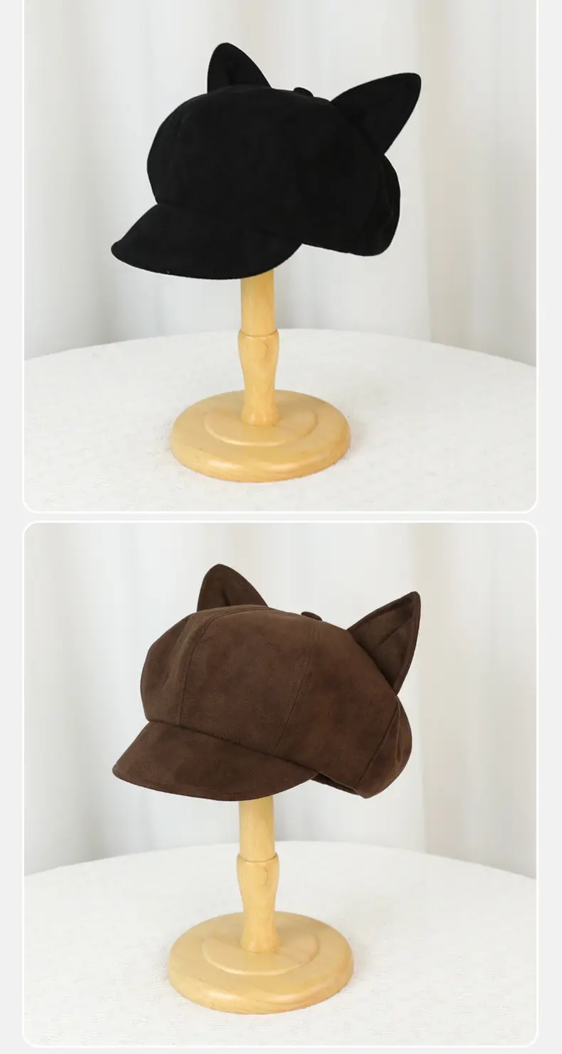 Black Cat Ear Beret Hat for Women — feature 7