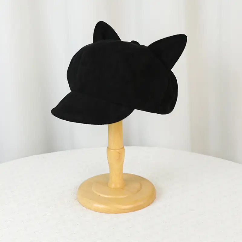 Black Cat Ear Beret Hat for Women - Image 2