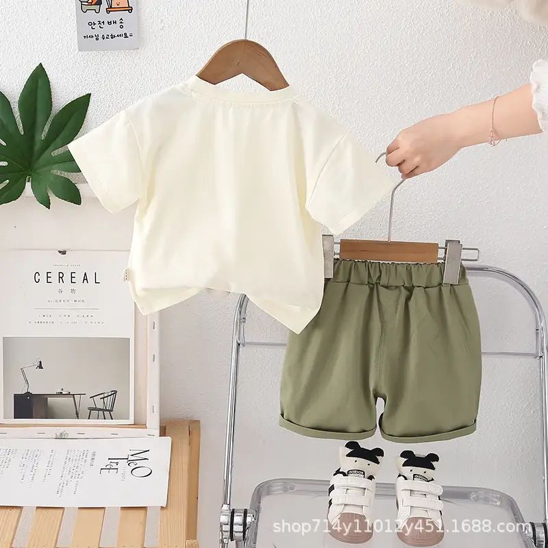 2025 New Cute Boys Cartoon Printed T-Shirt Shorts Set - Image 4
