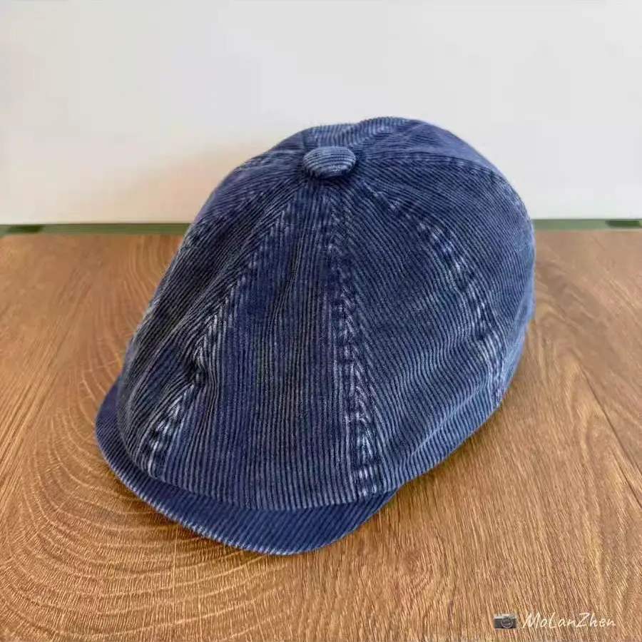 Japanese Retro Corduroy Women's Cap Brown - Image 6