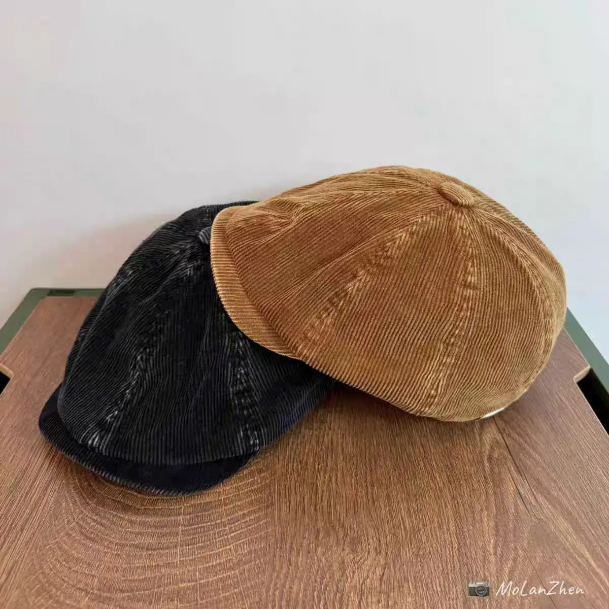 Japanese Retro Corduroy Women's Cap Brown — feature 3