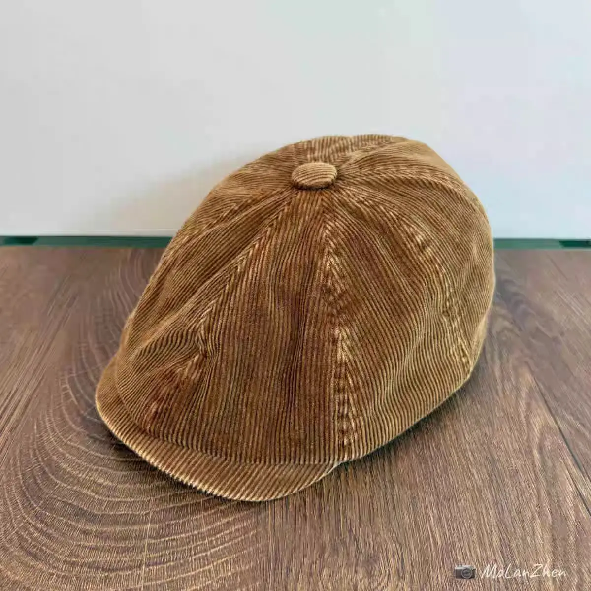 Japanese Retro Corduroy Women's Cap Brown - Image 3