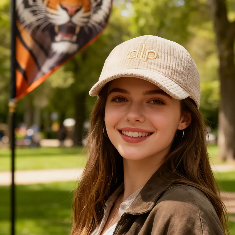 Women Duckbill Cap with Embroidered Letter Beige - Image 8