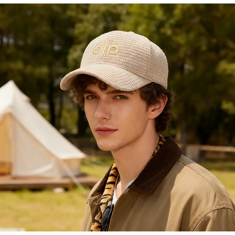 Women Duckbill Cap with Embroidered Letter Beige — feature 16