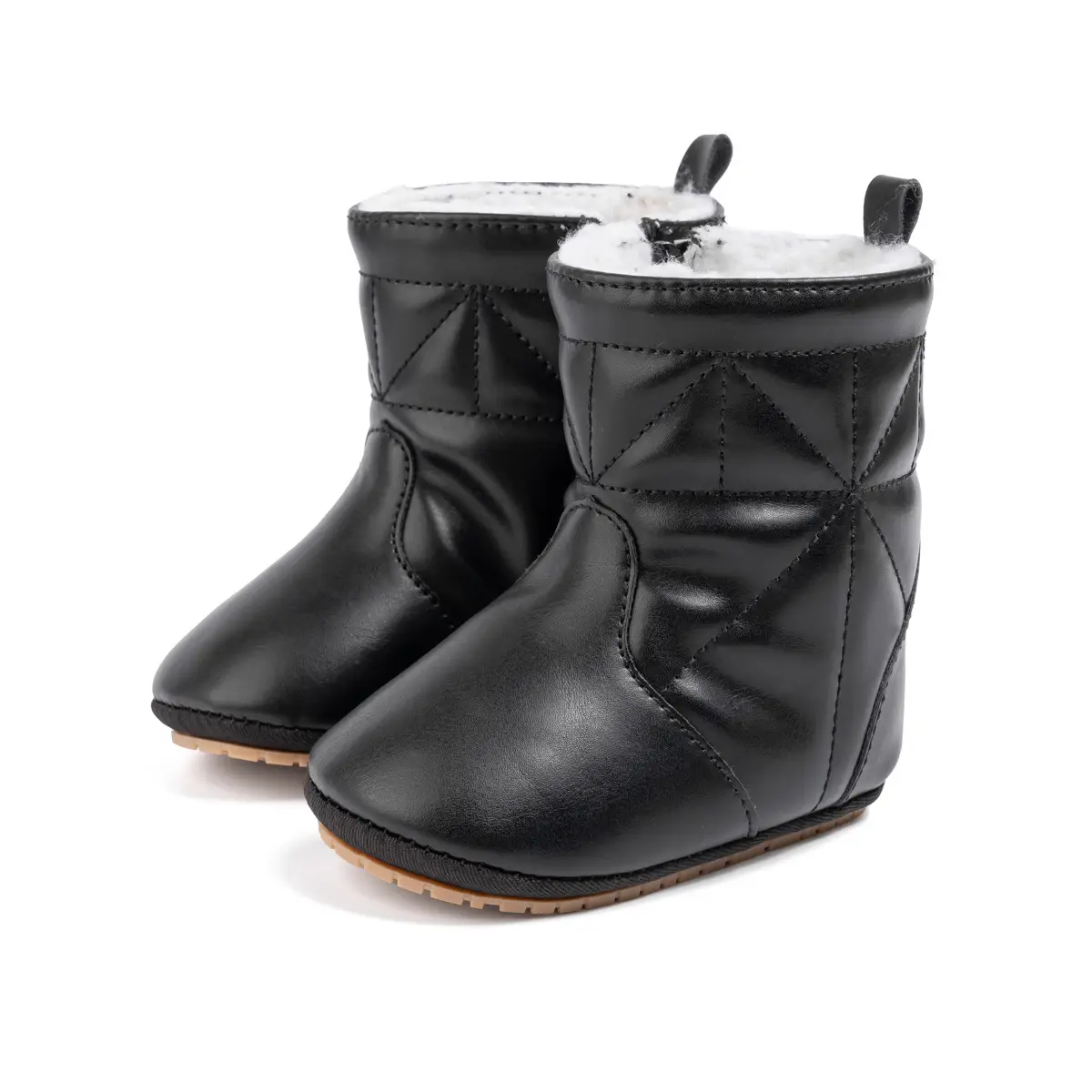 Brown Fleece Baby Boots for Newborns Warm Non-Slip