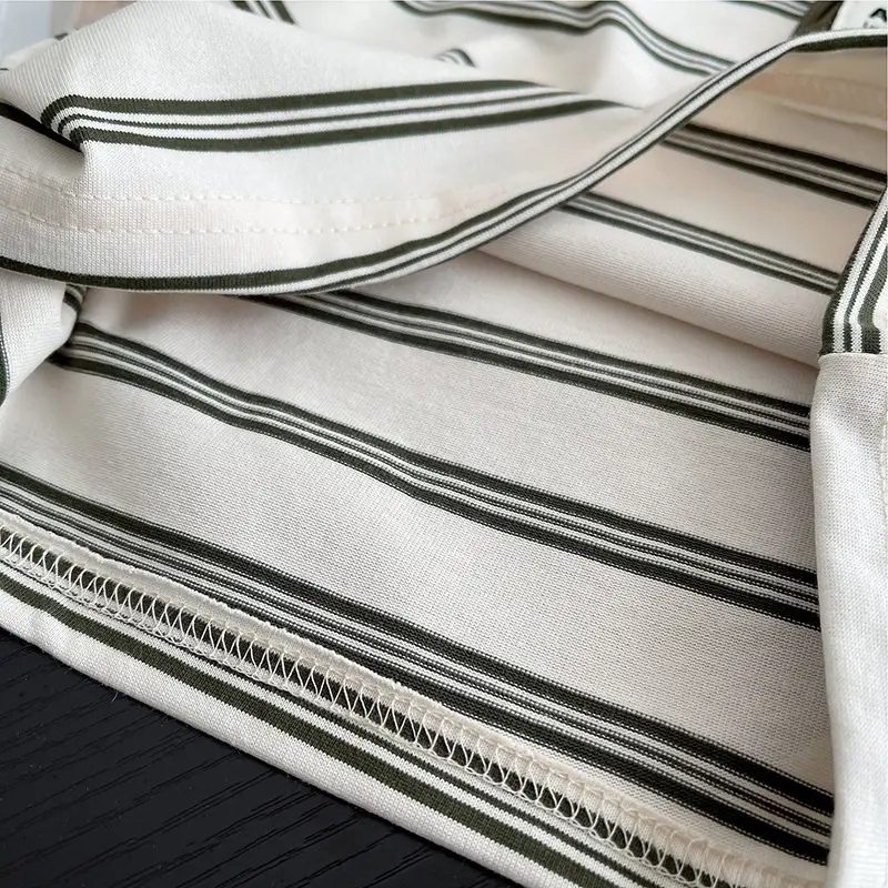 Boys Striped Shorts T-Shirt Set Brown White Kids Casual — feature 10