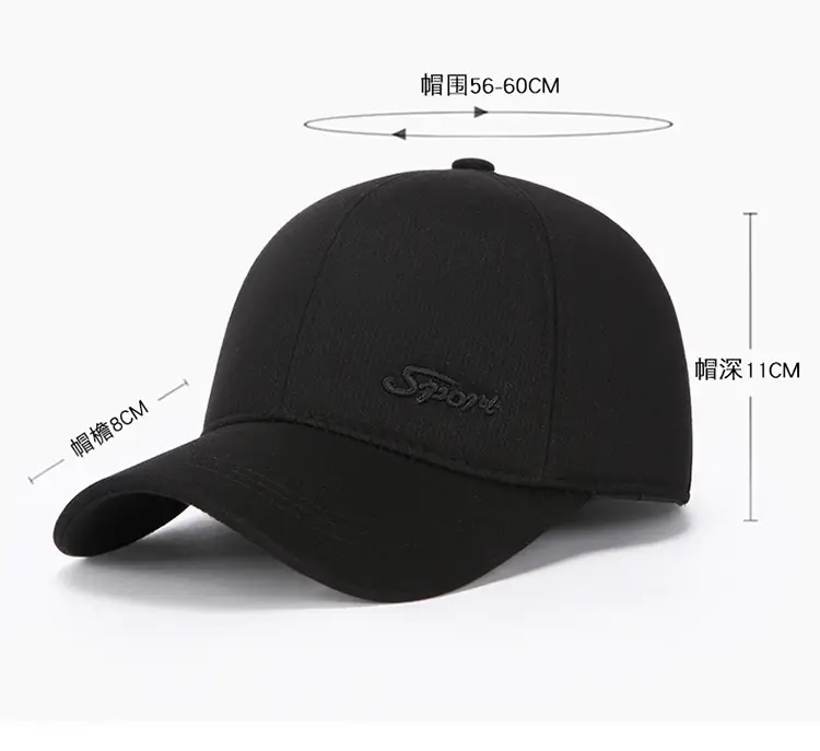 Black Duckbill Cap for Men Winter Warm Fleece Lined — feature 3