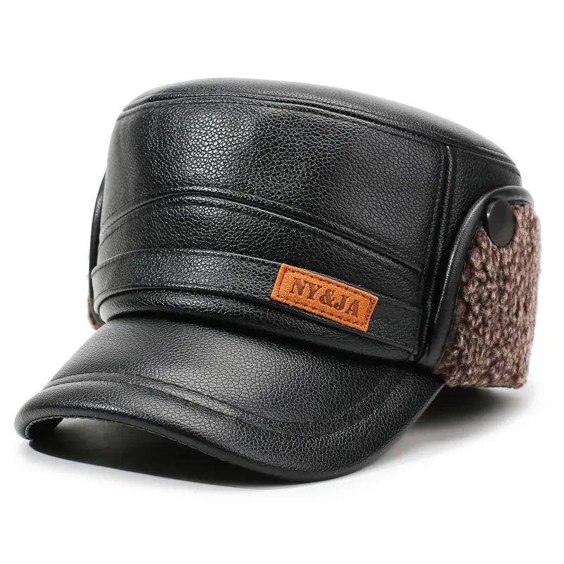 Winter Leather Fleece Hat for Men with Ear Protection - Image 3