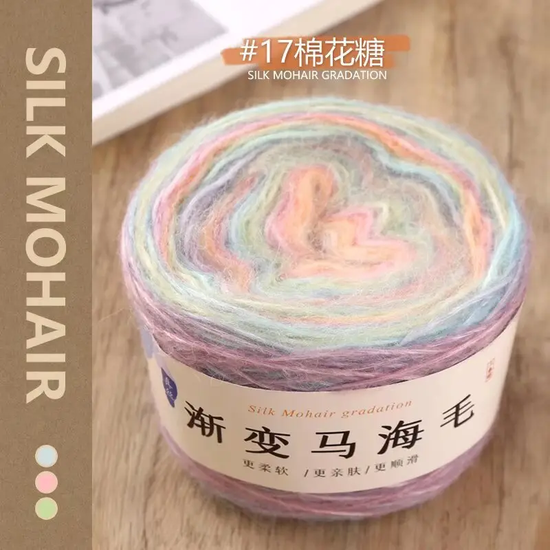 Mohair Gradient Cake Handmade DIY Knitting Yarn Stick Needle Scarf Sweater Coat Silk Gradient Yarn Ball