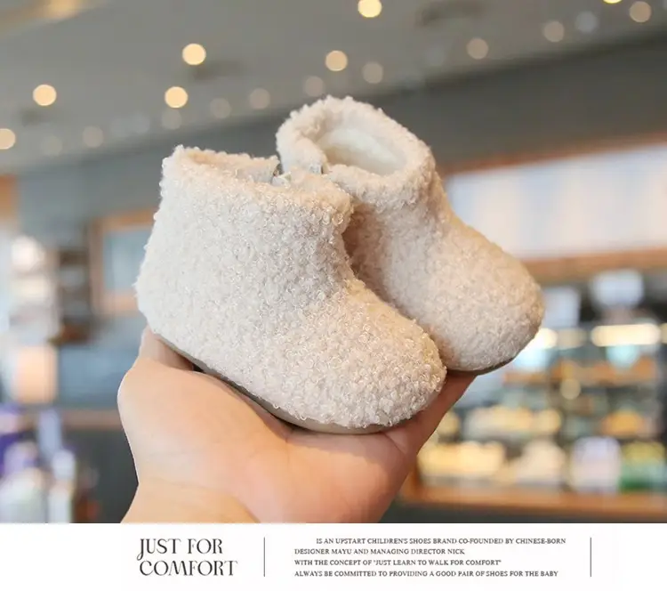 Winter Baby Girl Boots, Furry Shoes, Baby Soft-Soled Shoes, Toddler Shoes, Velvet Cotton Shoes, Princess Shoes, Girls' Short Boots — feature 1