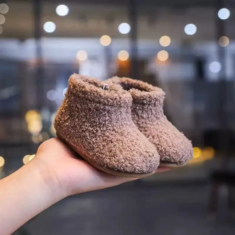 Winter Baby Girl Boots, Furry Shoes, Baby Soft-Soled Shoes, Toddler Shoes, Velvet Cotton Shoes, Princess Shoes, Girls' Short Boots