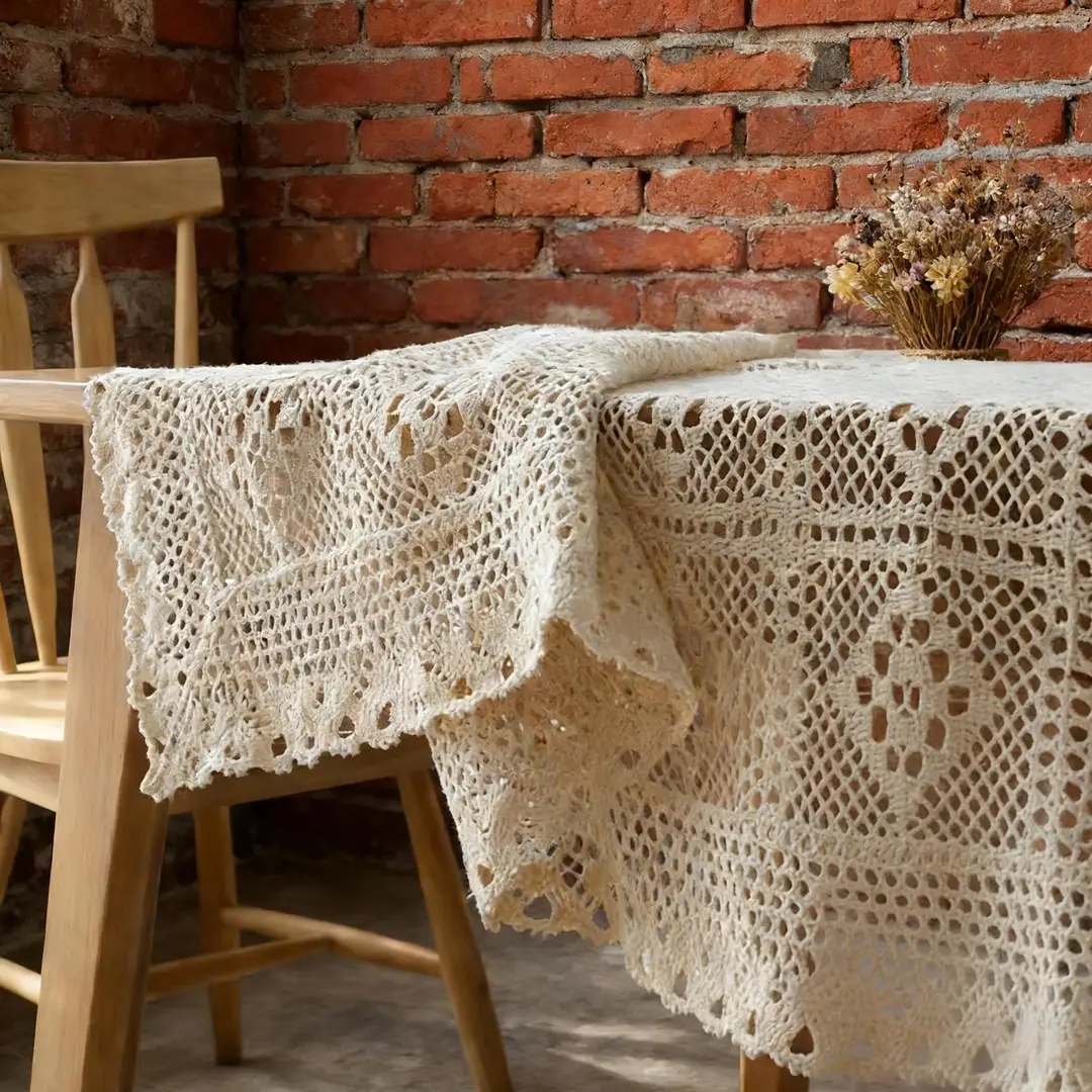 Shenrun Textile Tablecloth Pastoral Cover Tablecloth Woven Tablecloth Hollow Tablecloth Piano Towel Cotton Thread Crochet - Image 3