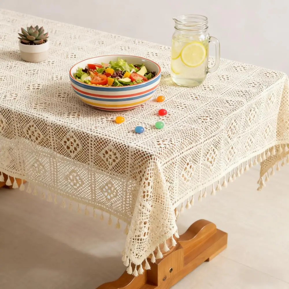 Shenrun Textile Tablecloth Pastoral Cover Tablecloth Woven Tablecloth Hollow Tablecloth Piano Towel Cotton Thread Crochet - Image 4