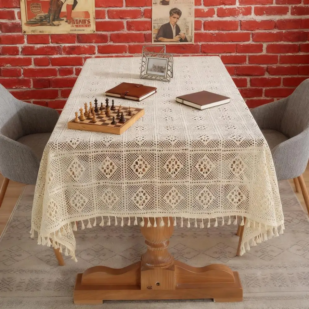 Shenrun Textile Tablecloth Pastoral Cover Tablecloth Woven Tablecloth Hollow Tablecloth Piano Towel Cotton Thread Crochet - Image 2