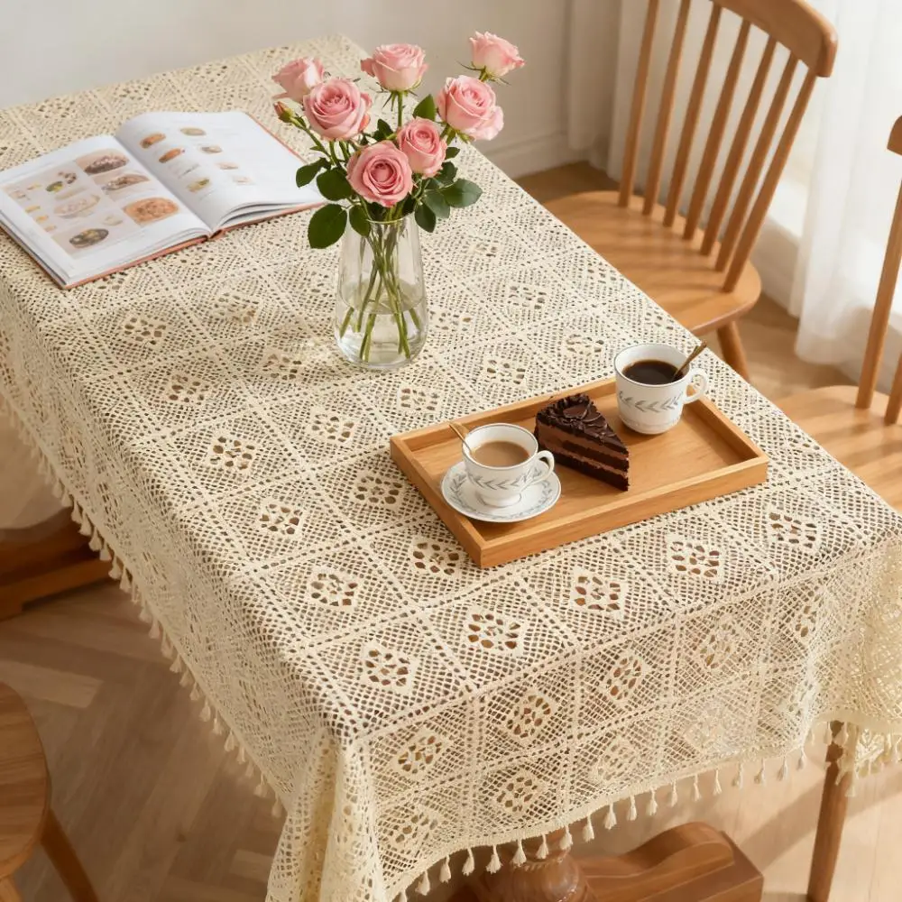 Shenrun Textile Tablecloth Pastoral Cover Tablecloth Woven Tablecloth Hollow Tablecloth Piano Towel Cotton Thread Crochet - Image 5