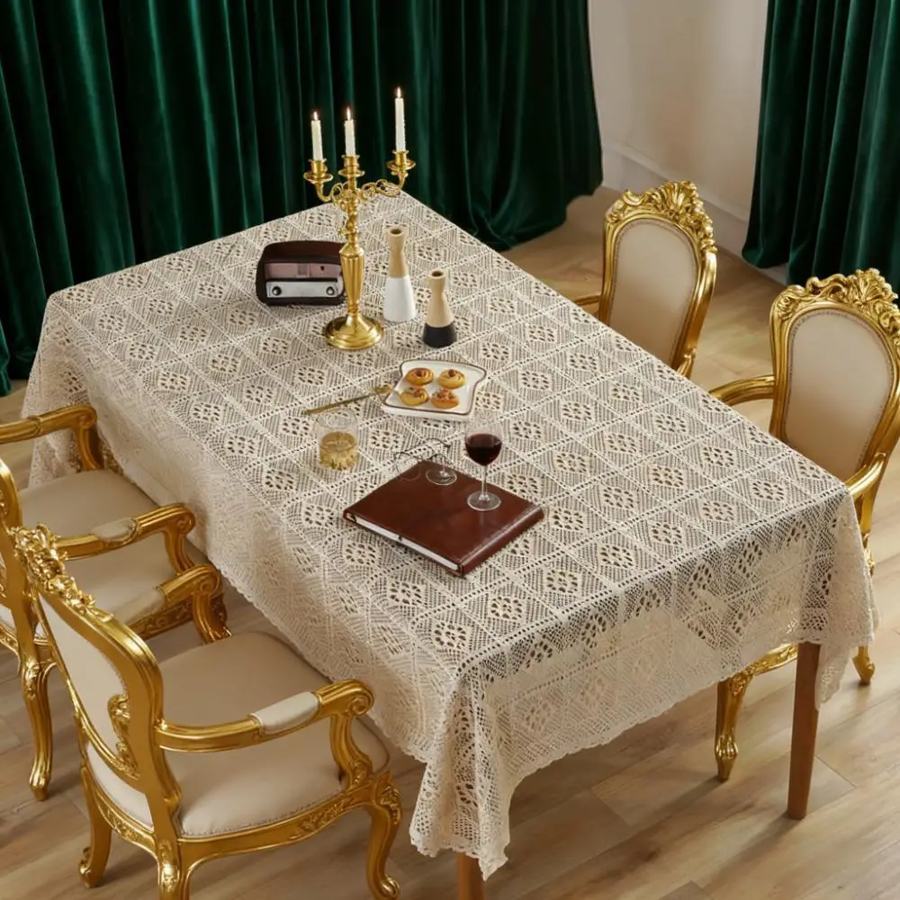 Shenrun Textile Tablecloth Pastoral Cover Tablecloth Woven Tablecloth Hollow Tablecloth Piano Towel Cotton Thread Crochet — feature 1