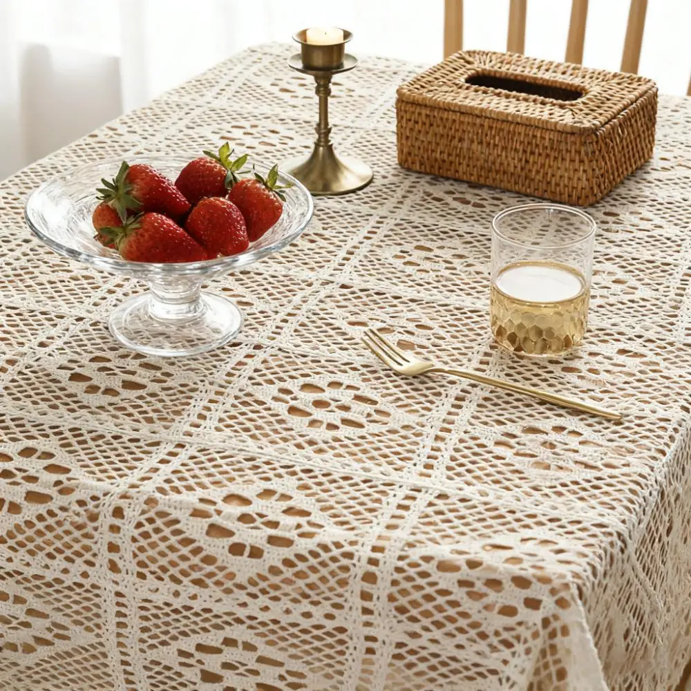 Shenrun Textile Tablecloth Pastoral Cover Tablecloth Woven Tablecloth Hollow Tablecloth Piano Towel Cotton Thread Crochet — feature 6