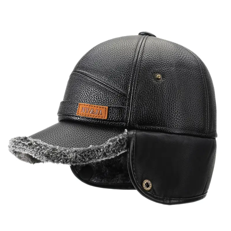 Men's Cold-Proof Duckbill Cap with Hood Black - Image 9
