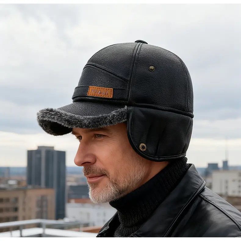 Men's Cold-Proof Duckbill Cap with Hood Black — feature 15