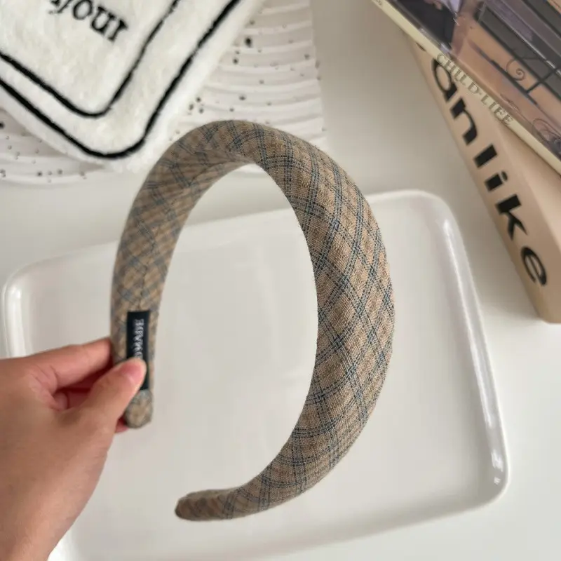 Korean-Style Artistic Academy Pattern Headband with Vintage High Crown Sponge Wide Headband for Girls, Elegant Hair Accessory