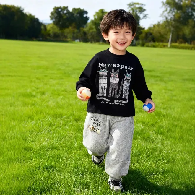Kids Cotton Long Sleeve T-Shirt Set Spring Autumn Jogger Pants - Image 8