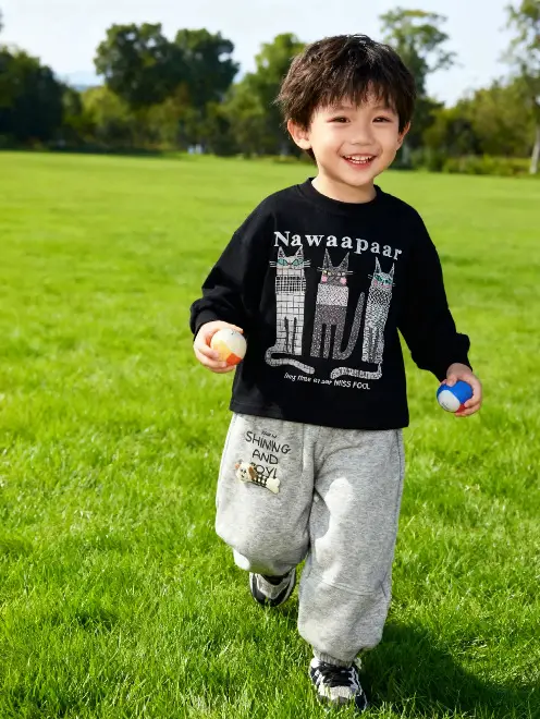 Kids Cotton Long Sleeve T-Shirt Set Spring Autumn Jogger Pants — feature 10