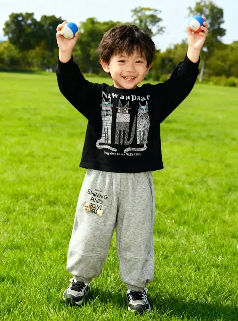 Kids Cotton Long Sleeve T-Shirt Set Spring Autumn Jogger Pants — feature 6